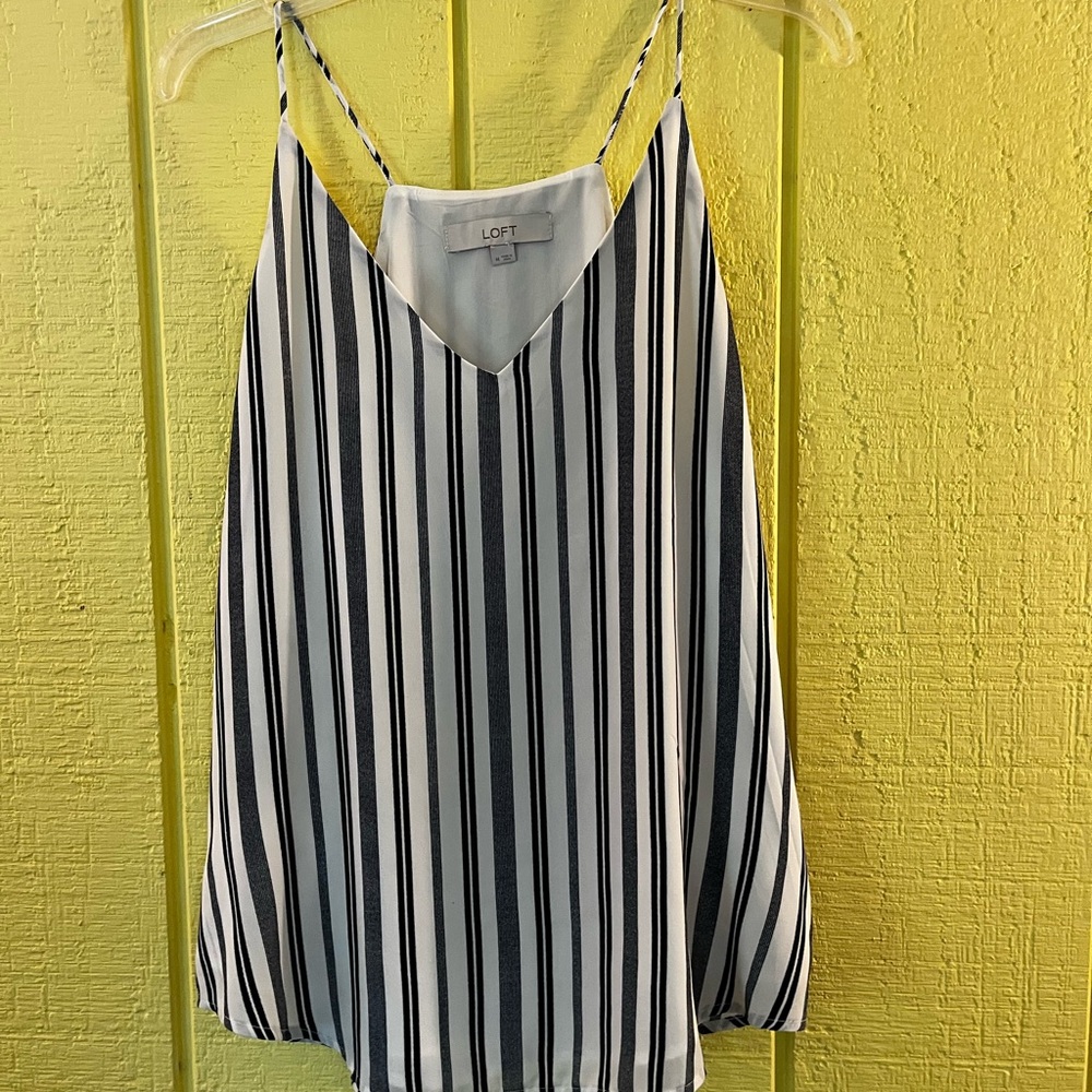 LOFT Black and White Striped Camisole